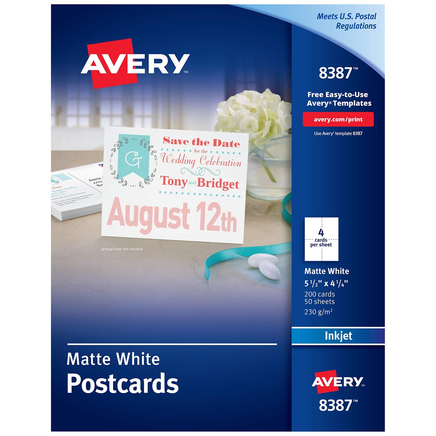 8387 Inkjet-Compatible Postcards (200 Cards/Box)