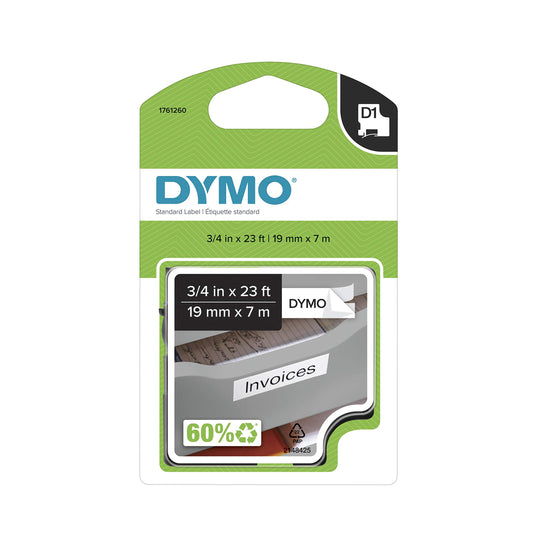 DYMO Standard D1 43610 Labeling Tape (Black Print on Clear Tape, 1/4'' W x 23' L, 1 Cartridge), DYMO Authentic