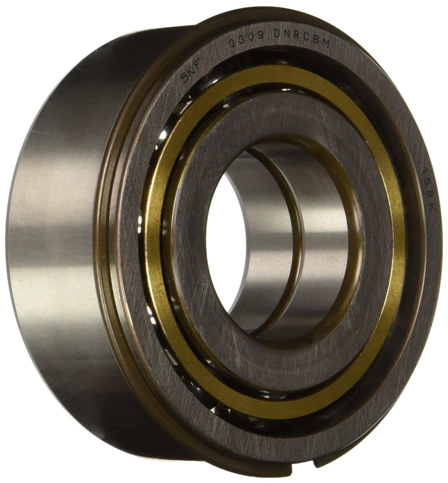 SKF 3309 DNRCBM Double Row Ball Bearing, Maximum Capacity, Converging Angle Design, 40� Contact Angle, ABEC 1 Precision, Open, Snap Ring, Brass Cage, Normal Clearance, 45mm Bore, 100mm OD, 1 9/16" Width