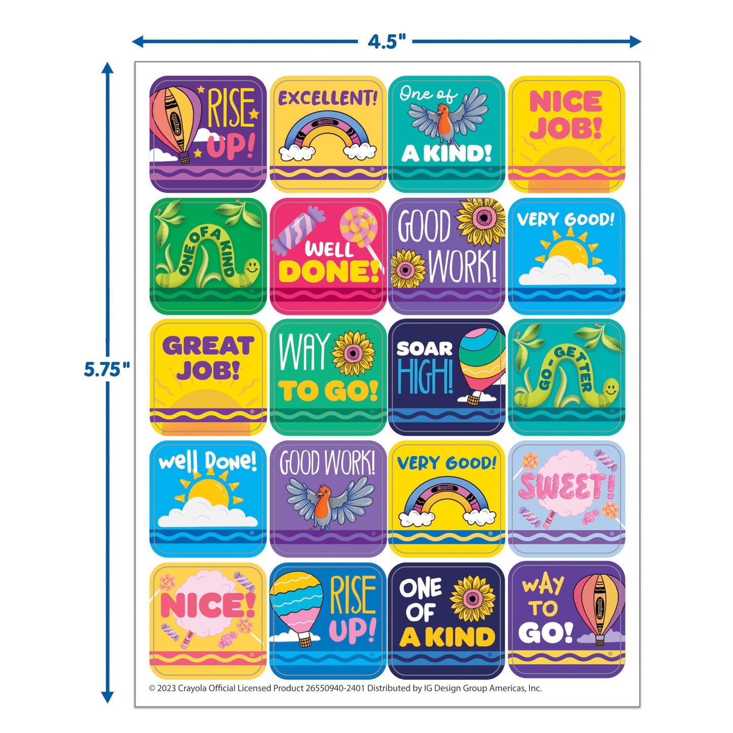 Eureka Crayola Colors of Kindness Stickers for Kids and Teachers, Multicolor, 120 Pieces