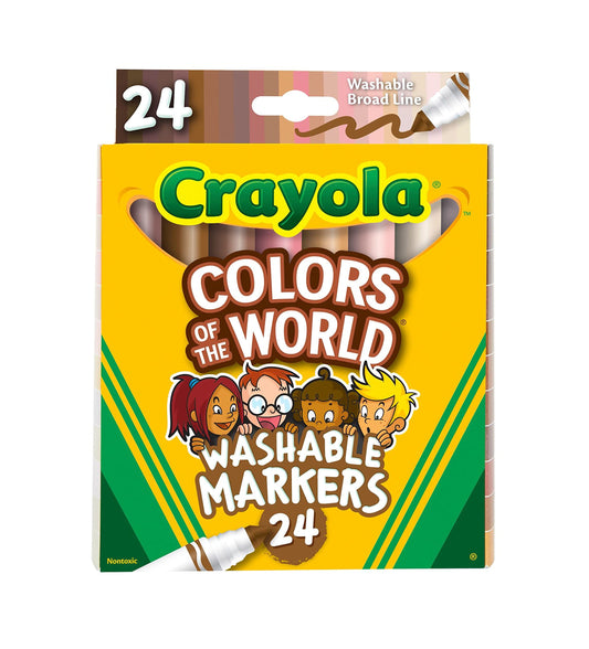 Crayola Colors of The World Markers (24 Count), Skin Tone Markers for Kids, Coloring Book Supplies, Skin Colored Markers, Gifts for Kids
