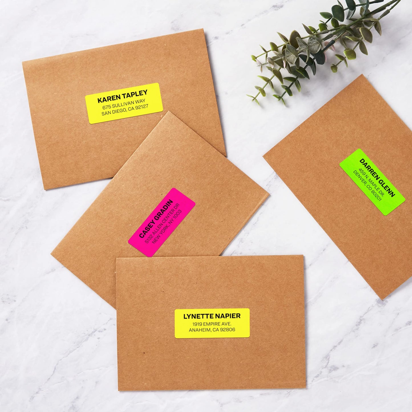 Avery Printable Address Labels with Sure Feed, 1" x 2-5/8", Assorted Neon (Magenta, Green and Yellow), 450 Blank Mailing Labels for Laser and Inkjet Printers (5979)