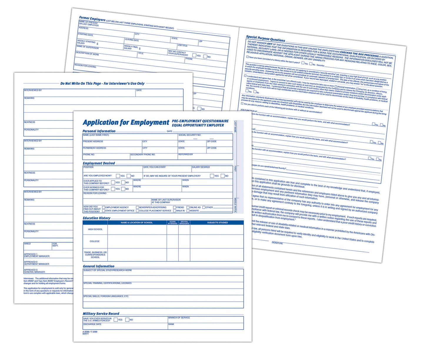 Adams Applications for Employment, 8.5 x 11 Inch, 25-Pack, White (9288ABF)