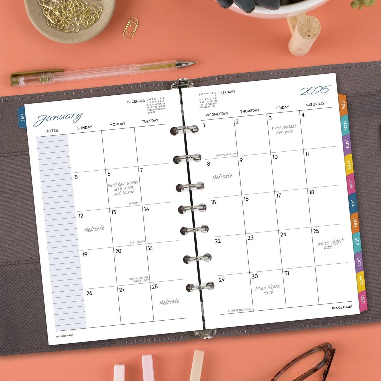 2025 AT-A-GLANCE® EttaVee™ Monthly Planner Refill, 5-1/2" x 8-1/2", Art & Design, January 2025 To December 2025, EV81-685Y