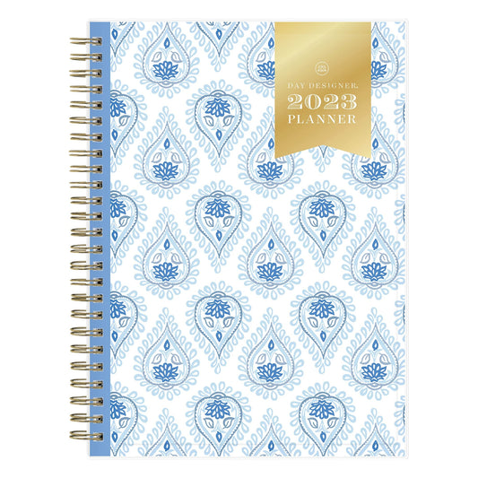 Day Designer Weekly/Monthly Planning Calendar, 5-7/8" x 8-5/8", Perfectly Paisley Blue, January to December 2023, 138790
