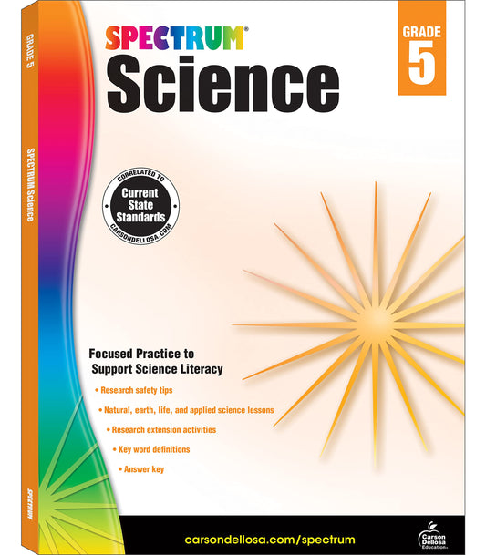 Spectrum 5th Grade Science Workbooks, Ages 10 to 11, 5th Grade Science, Research Safety Tips and Physical, Earth, Space, and Life Science with Research Activities - 144 Pages (Volume 65) [Paperback] Spectrum