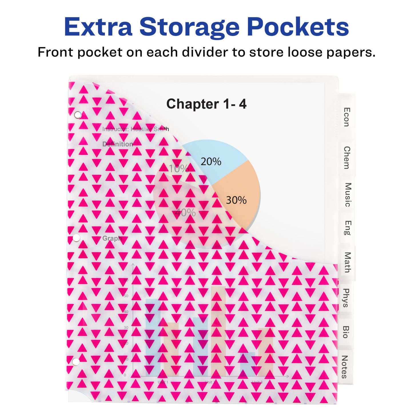 Avery Dividers for 3 Ring Binders, 8 Tab Binder Dividers, Plastic Binder Dividers with Pockets, Insertable Big Tabs, Vibrant Geometric Patterns, Works with Sheet Protectors, 1 Set (07709)