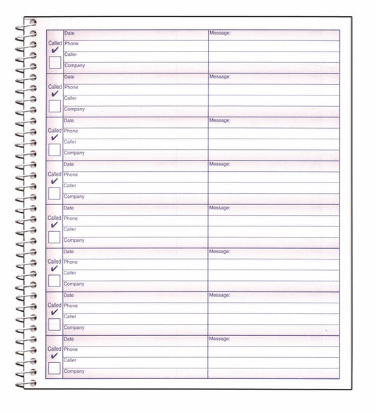 Adams Voice Mail Log, 8 1/4 x 8 1/2 Inch, Spiral Bound, 120 Forms per Book, White (S8796)