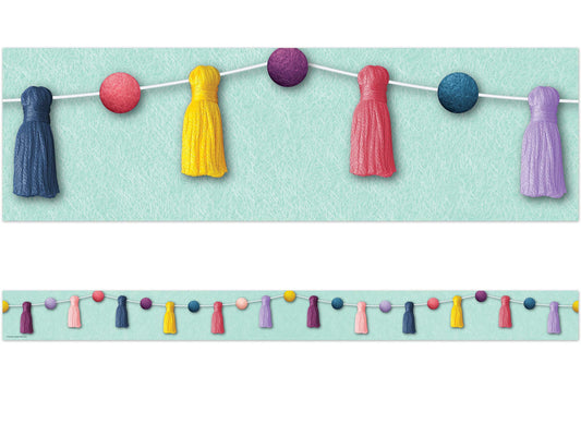 Teacher Created Resources Oh Happy Day Pom-Poms and Tassels Straight Border Trim