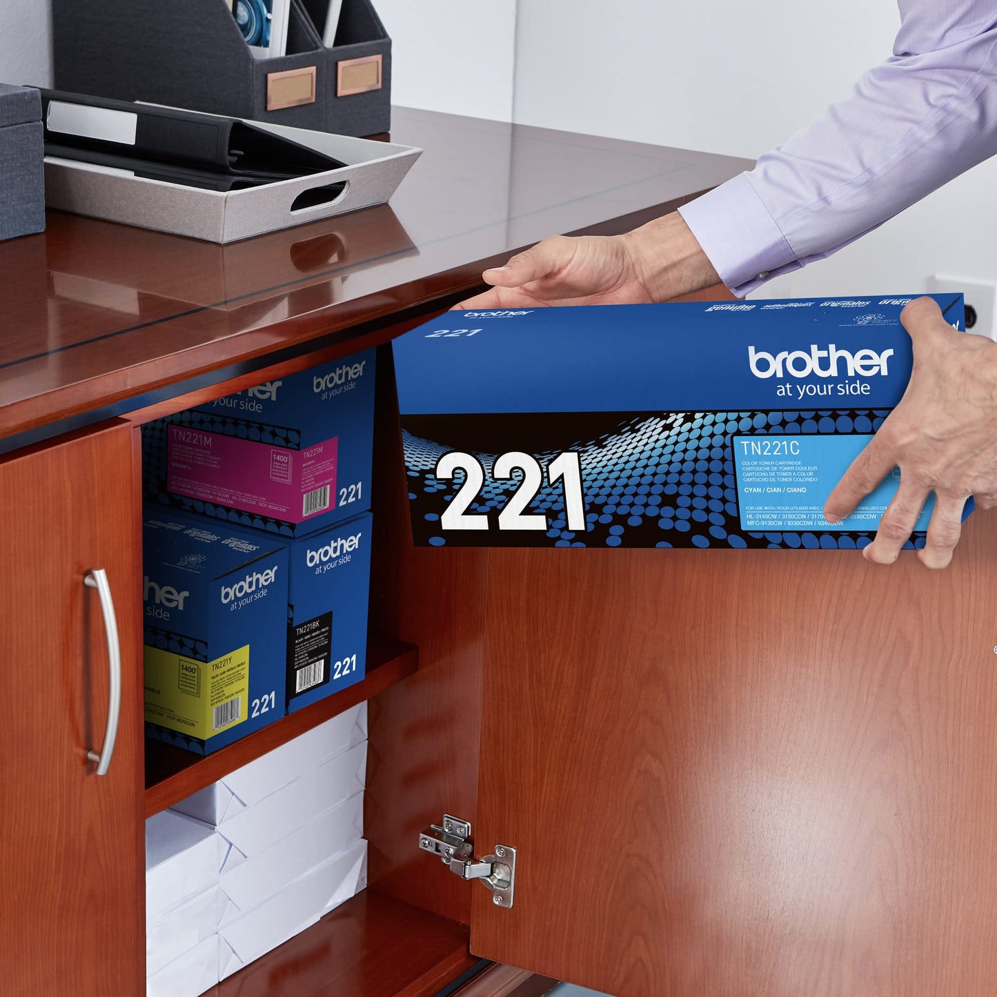 Brother Genuine Standard Yield Toner Cartridge, TN221C, Replacement Cyan Color