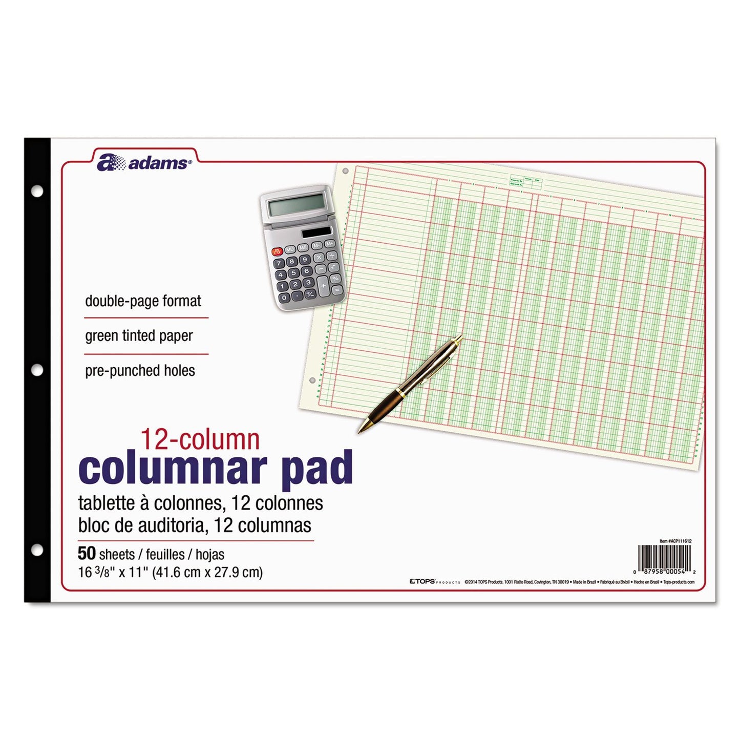 CARDINAL BRANDS INC. - Columnar Analysis Pad, 12 Column, 8 1/2 X 11, Double Page Format, 50 Sheets/pad ( ABFACP111612 ) ( ACP111612 )