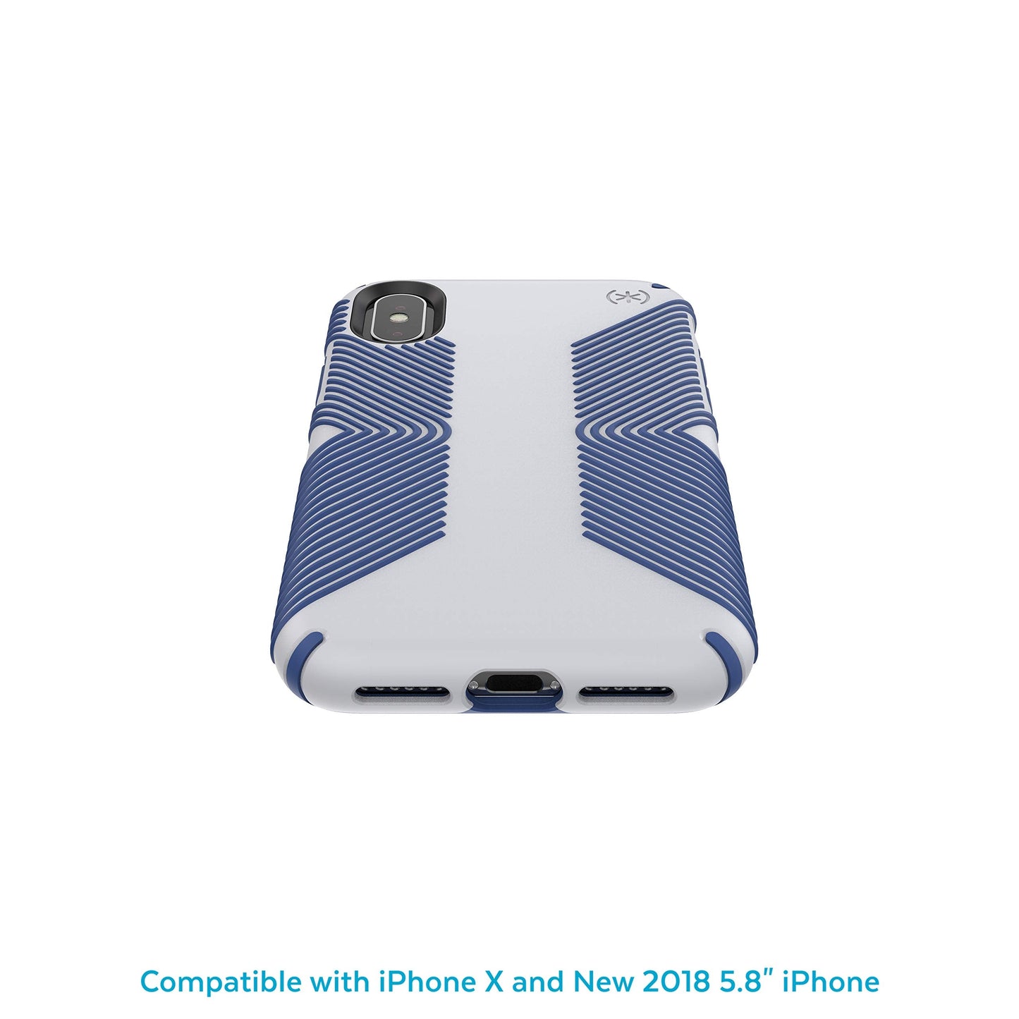 Speck Products Presidio Grip iPhone Xs/iPhone X Case, Microchip Grey/Ballpoint Blue