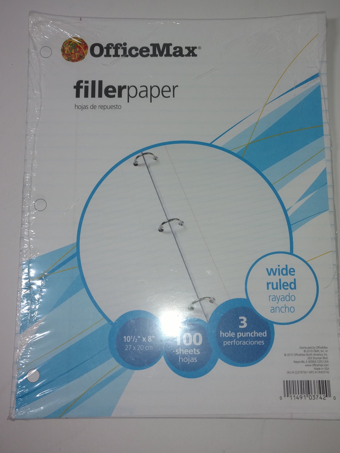 OfficeMax Filler Paper, 8" x 10 1/2", 100 Count, Wide Ruled, 16 lb.