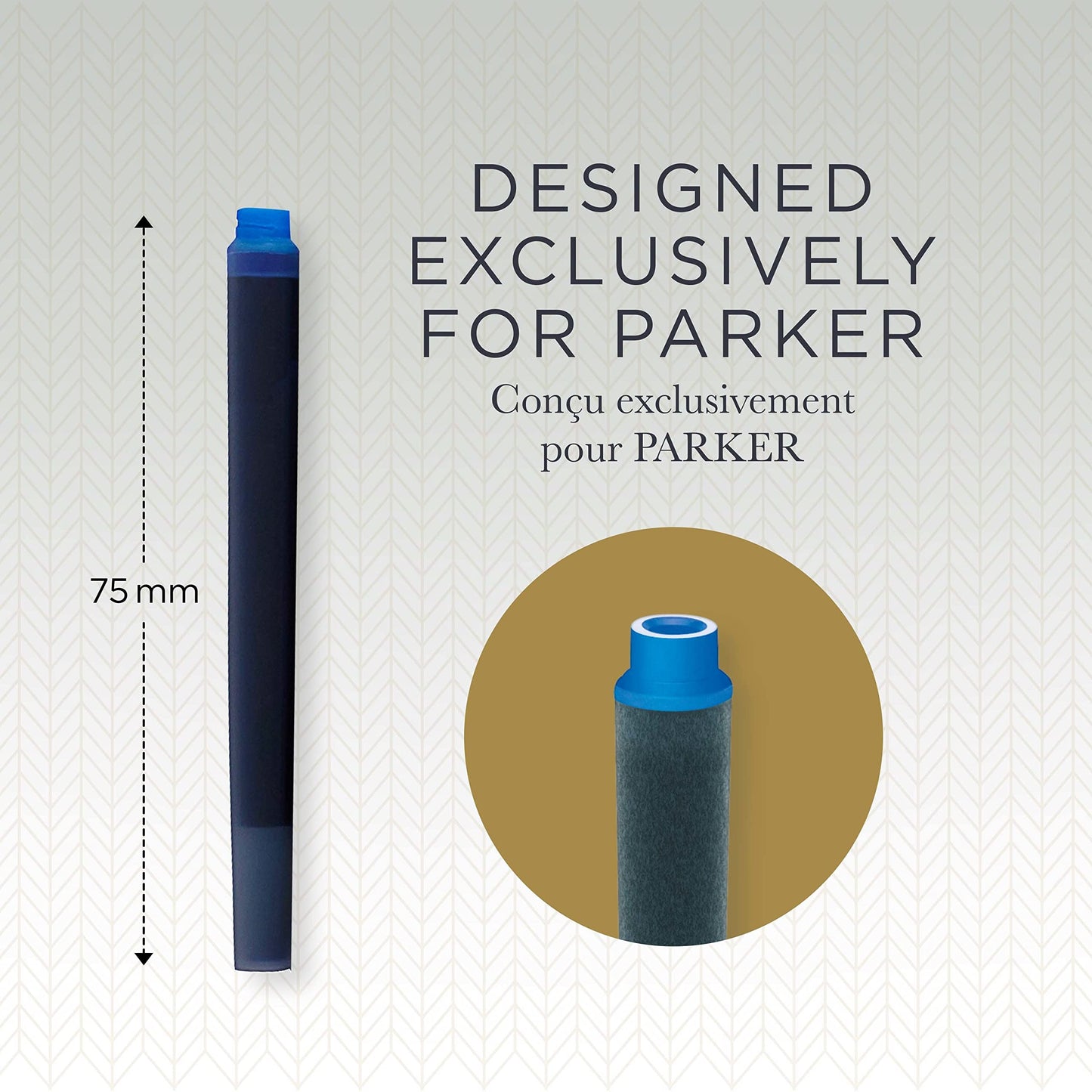 Parker QUINK Long Fountain Pen Ink Refill Cartridges, Washable Blue, 5 Count