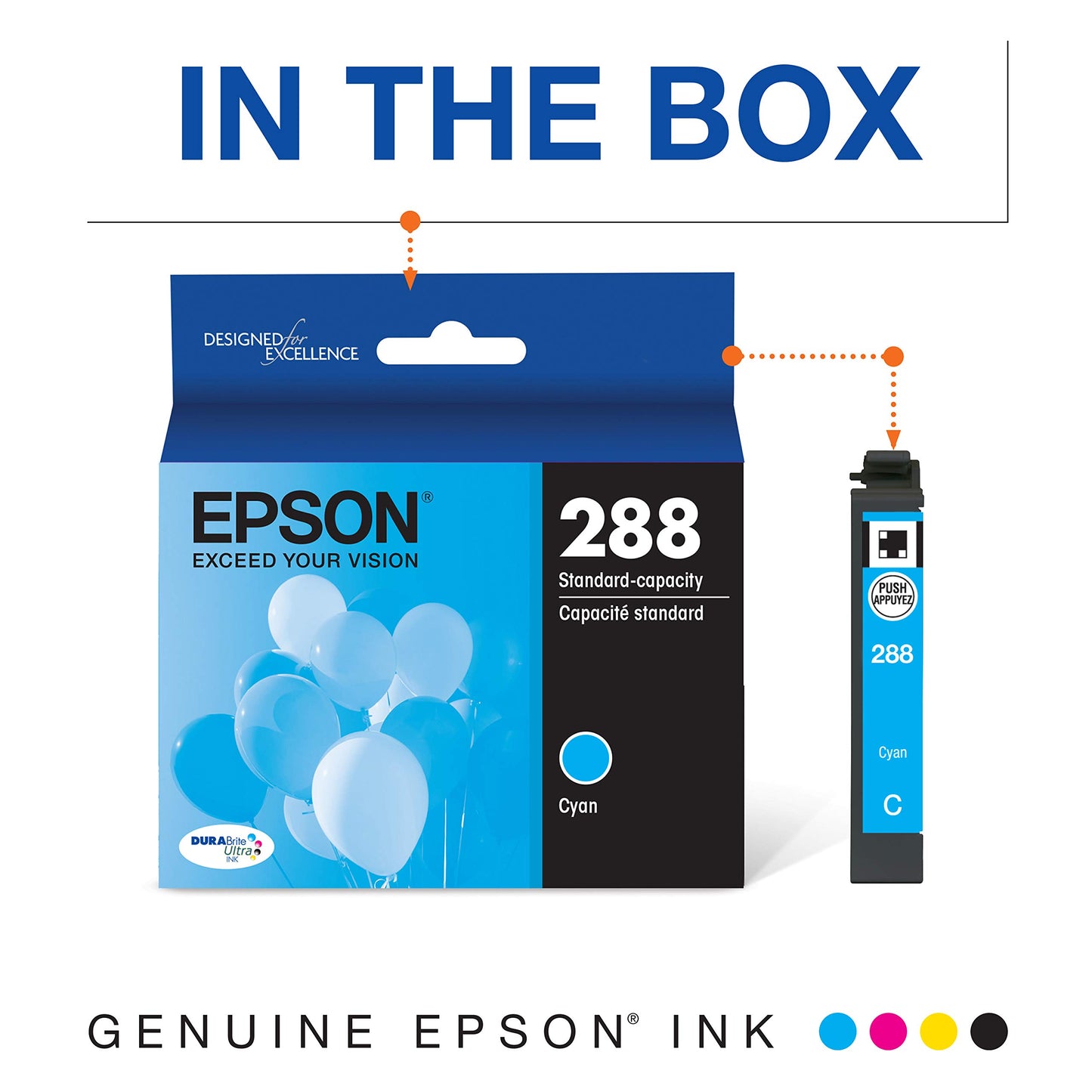 Epson T288 DURABrite Ultra Ink Standard Capacity Cyan Cartridge (T288220-S) for Select Expression Printers, 1 Count (Pack of 2)