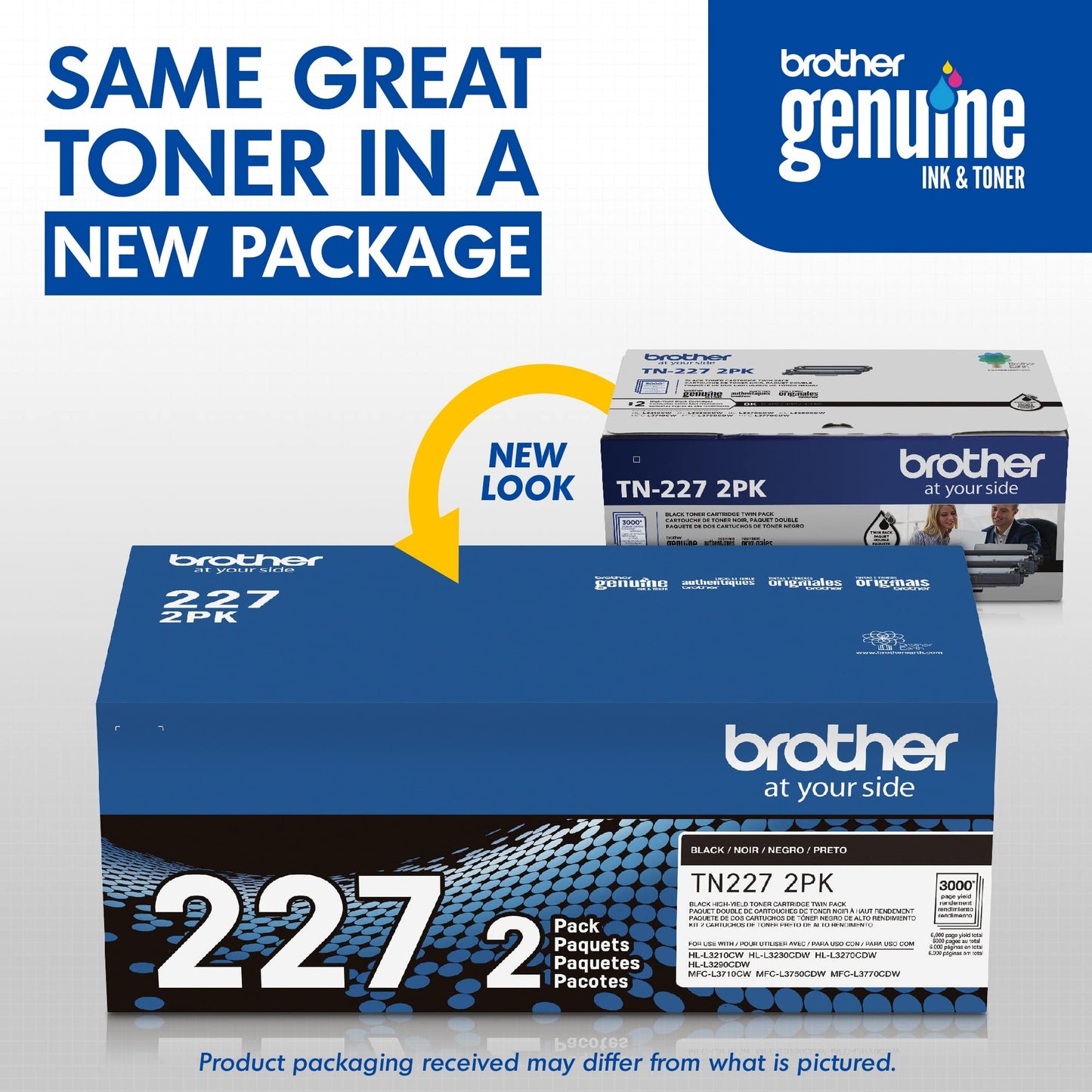 Brother Genuine High-Yield Black Toner Cartridge Twin Pack TN227 2Pk (TN2272PK)