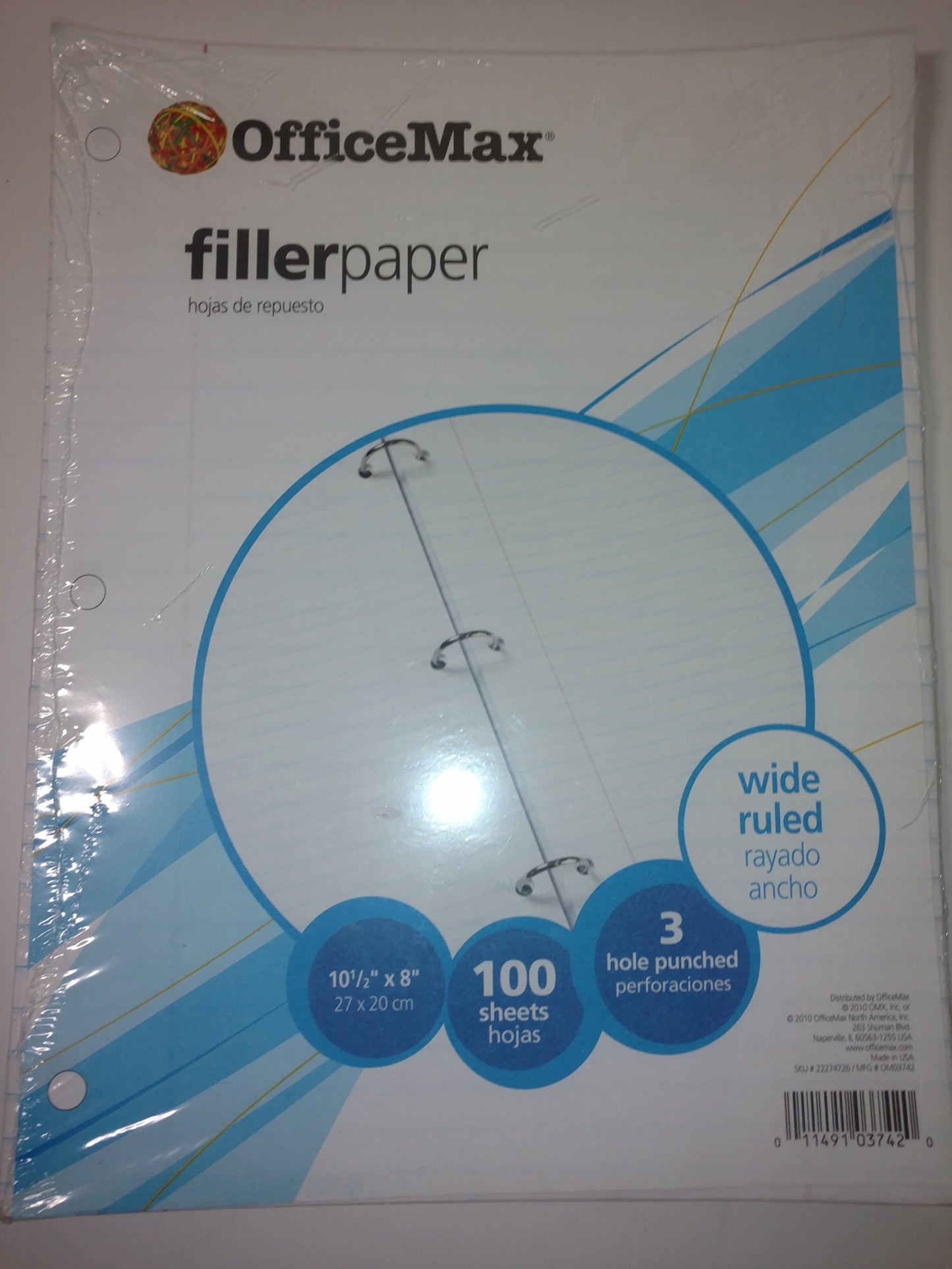 OfficeMax Filler Paper, 8" x 10 1/2", 100 Count, Wide Ruled, 16 lb.