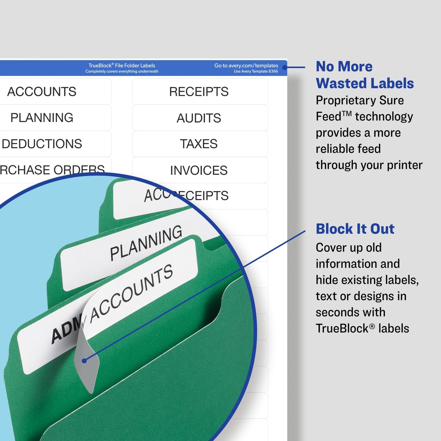 Avery TrueBlock File Folder Labels, 2/3" x 3-7/16", 750 Printable Labels, Assorted Colors, Permanent (5266)