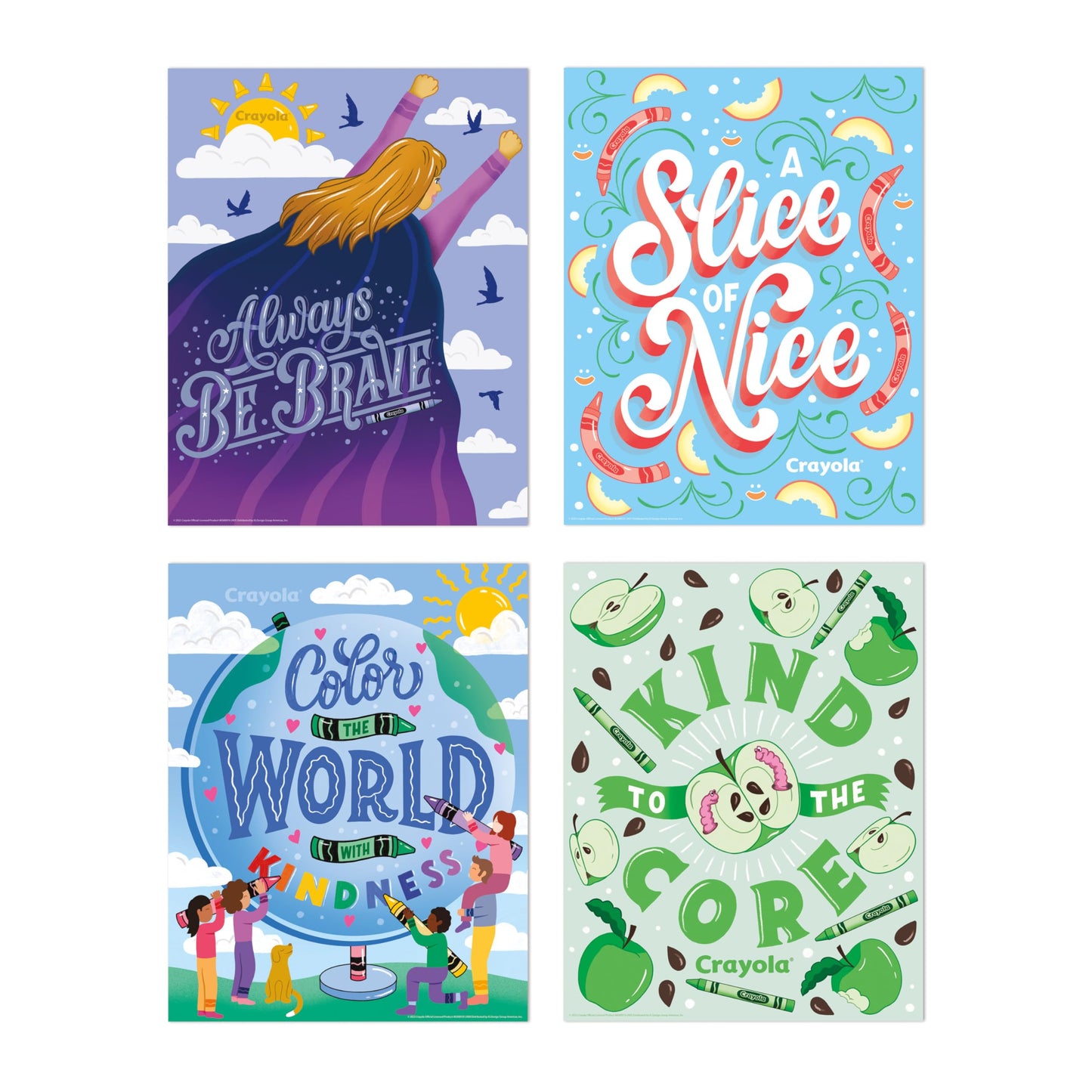 Eureka Crayola Colors of Kindness Mini Classroom Poster Set for Teachers, 11" x 14", 8 Pieces