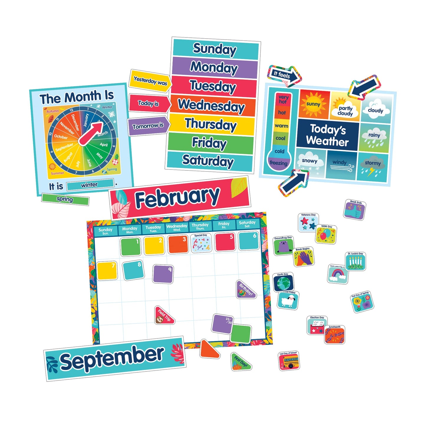 Carson Dellosa Education 1 World Calendar Bulletin Board Set, Multicolor