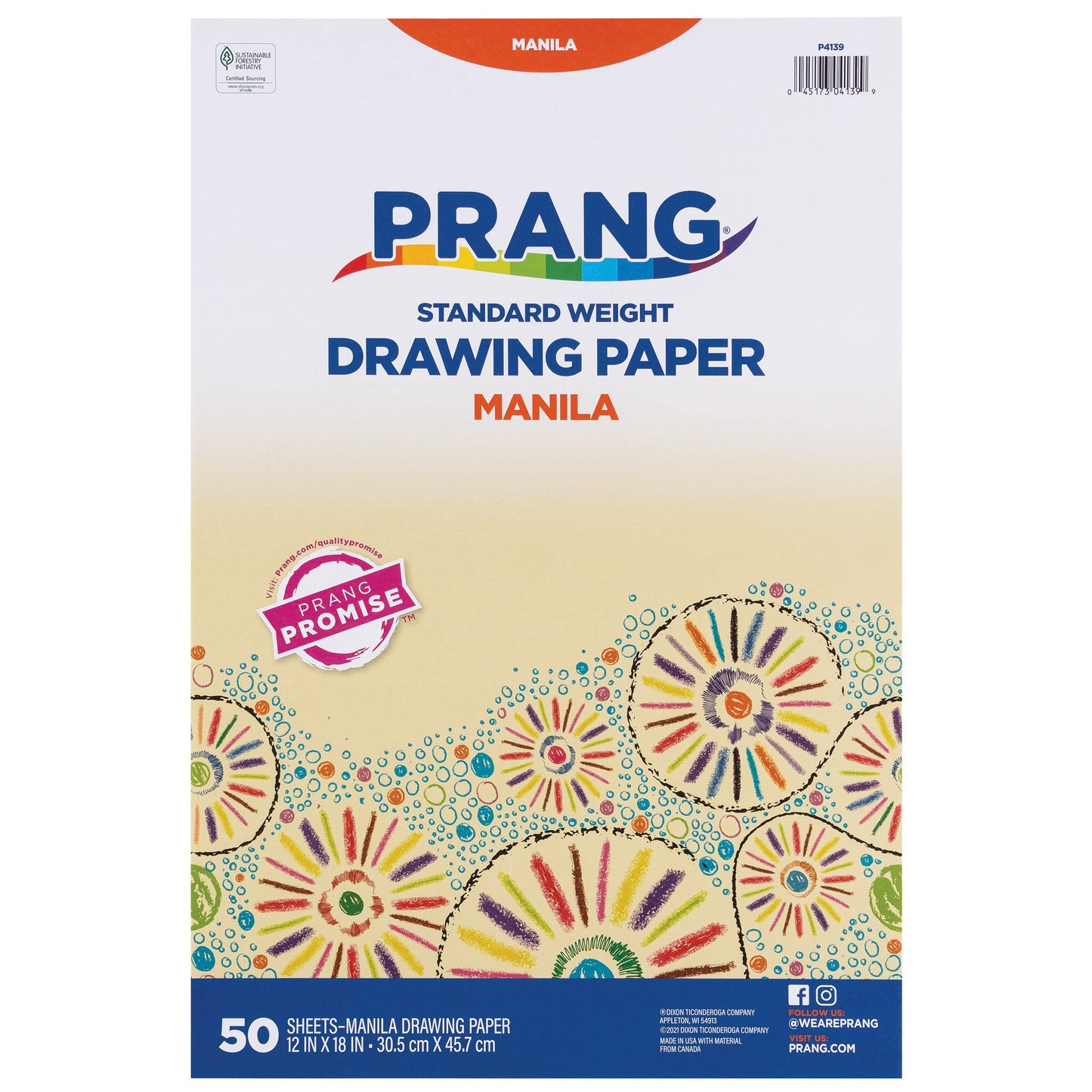 Prang (Formerly Art Street) Drawing Paper, Manila, Standard Weight, 12" x 18", 50 Sheets