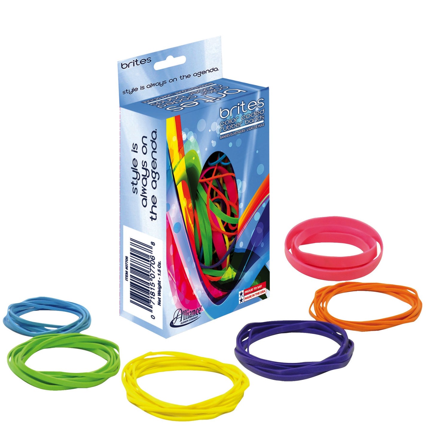 Part Number 7706 Non-Latex Brites File Bands, Colored Elastic Bands, 1.5 oz Pic Pac Dispenser (Assorted Bright Colors and Sizes) Set of 3