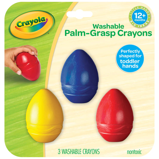 Crayola Palm Grasp Crayons, Egg Crayons, Coloring Gift for Toddlers, 3 Count Adaptive Crayons