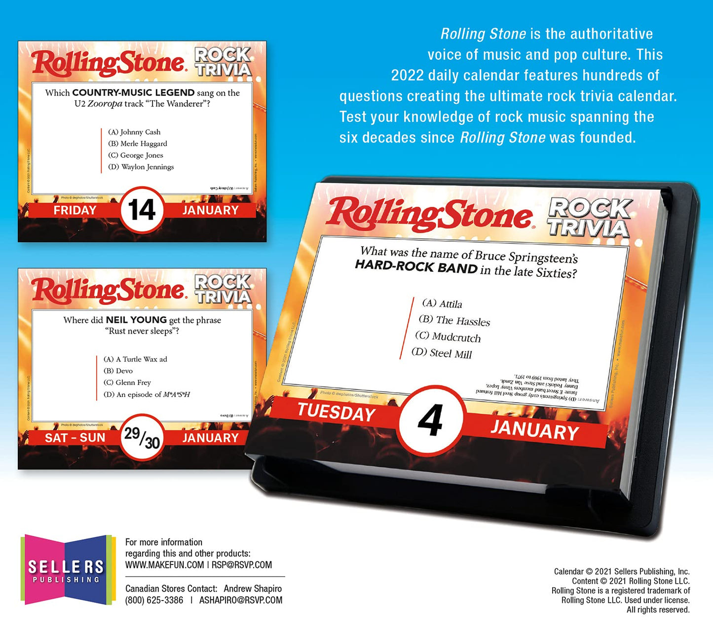 Rolling Stone Rock Trivia 2022 Boxed Daily Calendar