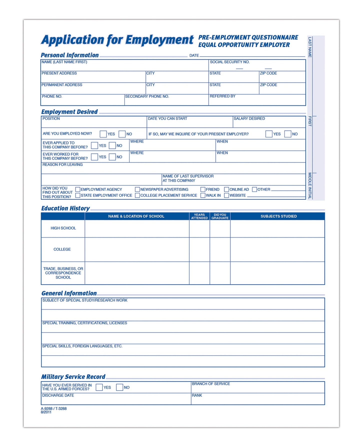 Adams Applications for Employment, 8.5 x 11 Inch, 25-Pack, White (9288ABF)