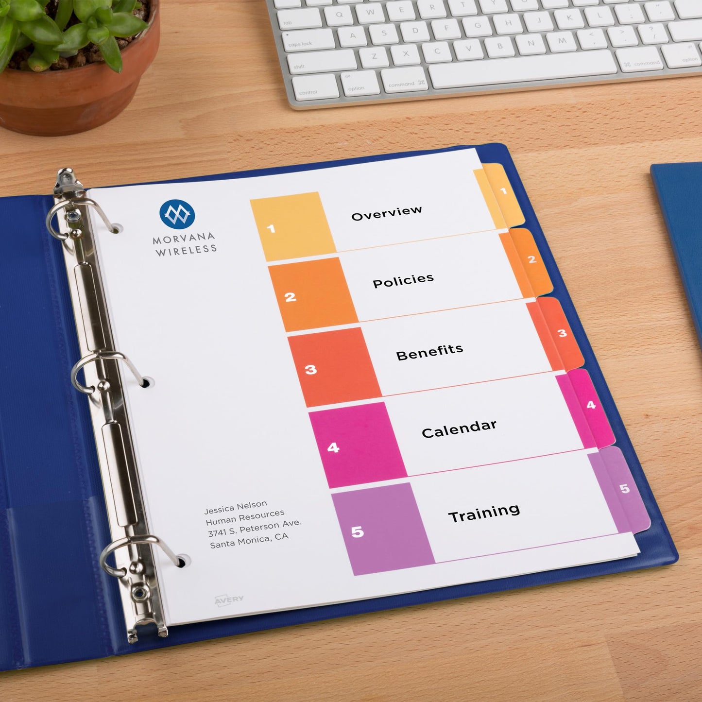 Avery 5 Tab Dividers for 3 Ring Binders, Customizable Table of Contents, Multicolor Tabs, 1 Set (11131)
