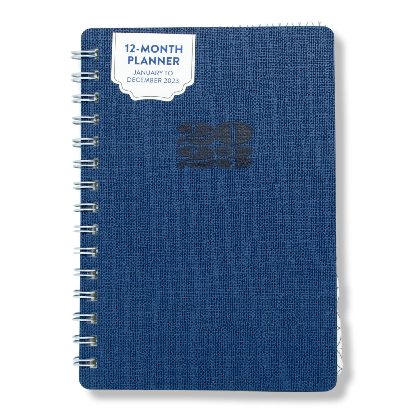 Orange Circle Studio Agatha Weekly/Monthly Agenda Planner, 8-1/4" x 5-3/4", Oxford Blue, January To December 2023, Wirebound