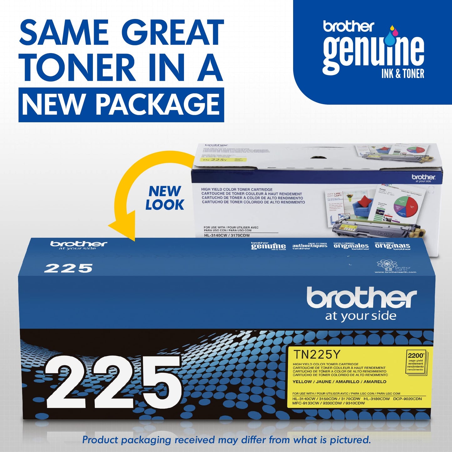 Brother Printer TN225Y High Yield Yellow Toner Cartridge