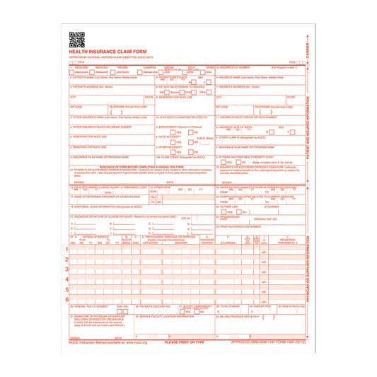 Adams Health Insurance Claim Forms for Laser Printer, 8.5 x 11 Inches, 250 per Pack (CMS1500L2V), White