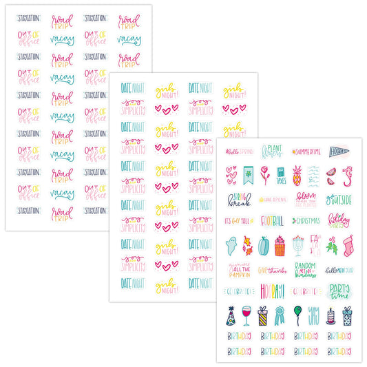 Simplified System by Emily Ley for at-A-Glance Phrase Sticker Pack, Set of 6