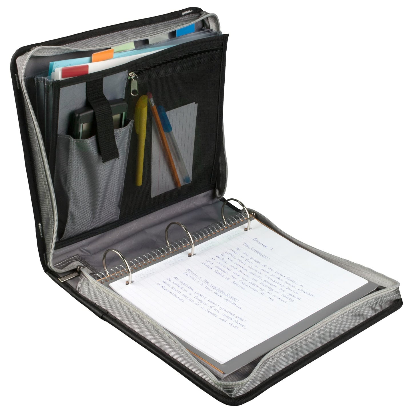 Five Star Zipper Binder, 2 Inch 3 Ring Binder, Expansion Panel, Durable, Color Selected For You, 1 Count (29052)
