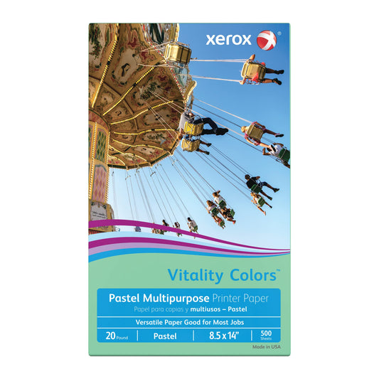 Xerox® Vitality Colors™ Multi-Use Printer & Copy Paper, 1 Ream, Green, Legal (8.5" x 14"), 500 Sheets Per Ream, 20 Lb, 30% Recycled