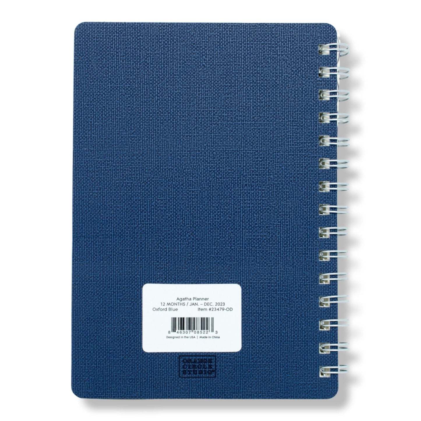 Orange Circle Studio Agatha Weekly/Monthly Agenda Planner, 8-1/4" x 5-3/4", Oxford Blue, January To December 2023, Wirebound