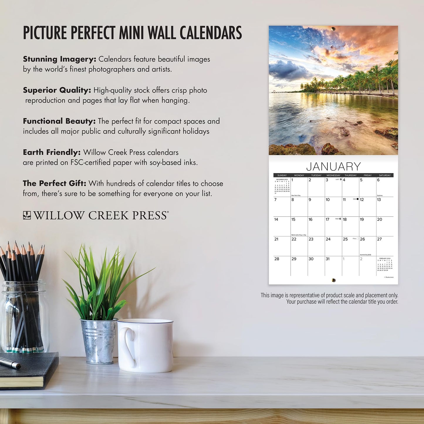 Willow Creek Press National Parks Monthly Mini 2024 Wall Calendar (7" x 7")