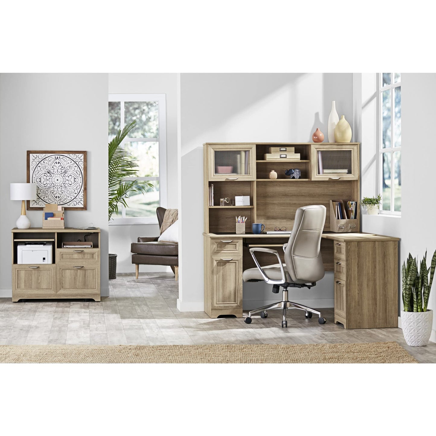 Realspace� Magellan 58" Hutch for Corner/L-Desk, Blonde Ash