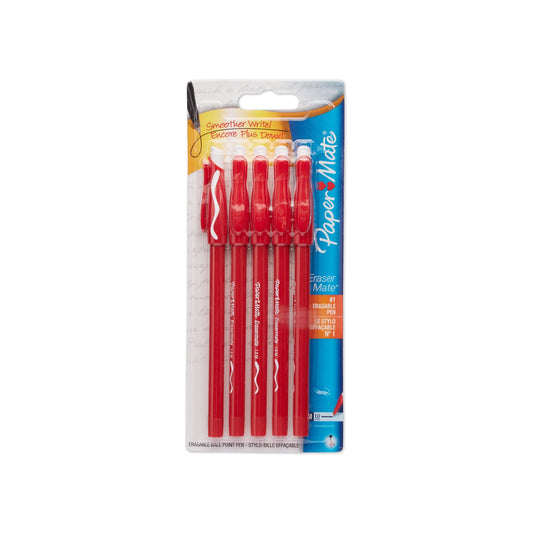 Paper Mate Erasermate Stick Medium Tip Ballpoint Pens, 3 Blue Ink Pens (3150458PP)