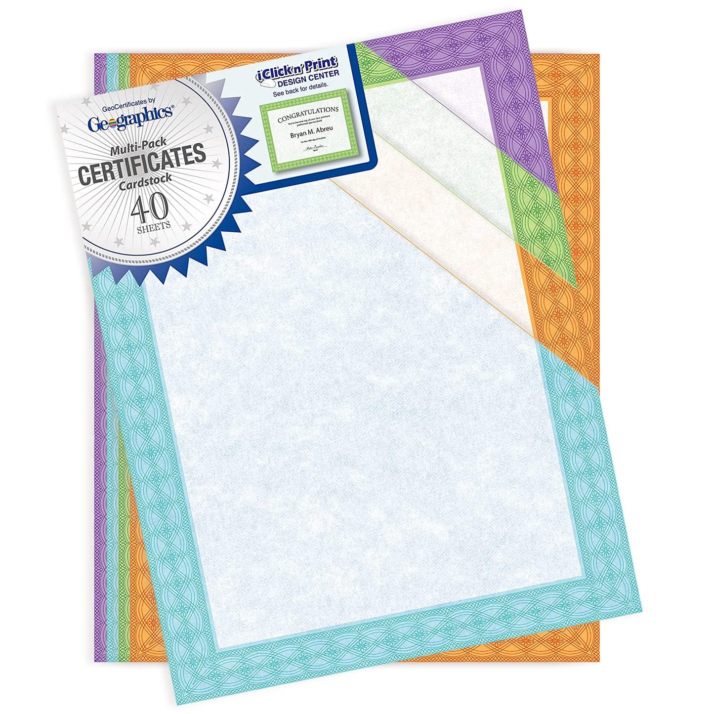 Geographics Assorted Blank Certificate Diploma Award Paper with Decorative