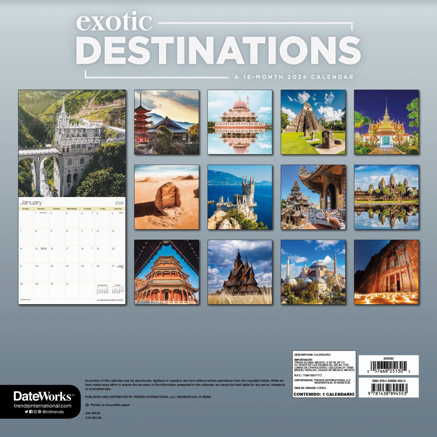 2024 Exotic Destinations Wall Calendar Trends International