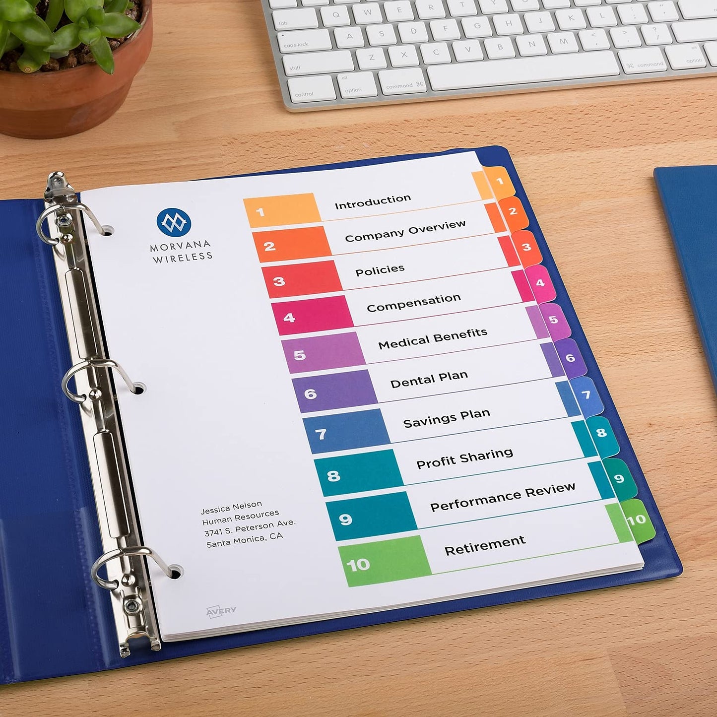 Avery 10-Tab Dividers for 3 Ring Binders, Customizable Table of Contents, Multicolor Tabs, 6 Sets (11188)
