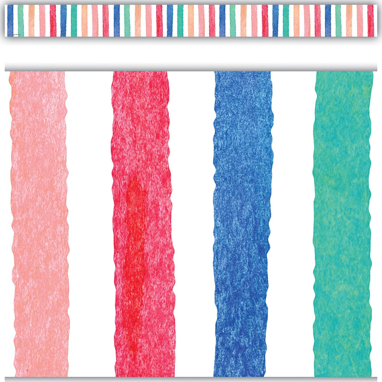 Teacher Created Resources Straight Border Trim, 3" x 35", Watercolor Stripes, Pack of 12 Strips