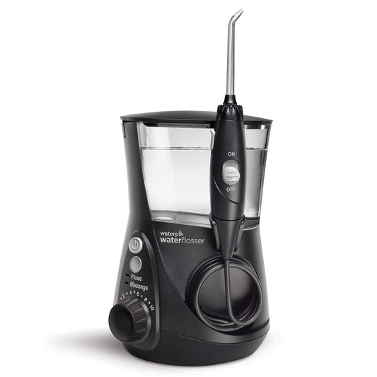 Waterpik Aquarius Water Flosser Professional For Teeth, Gums, Braces, Dental Care, Electric Power With 10 Settings, 7 Tips For Multiple Users And Needs, ADA Accepted, Black WP-662