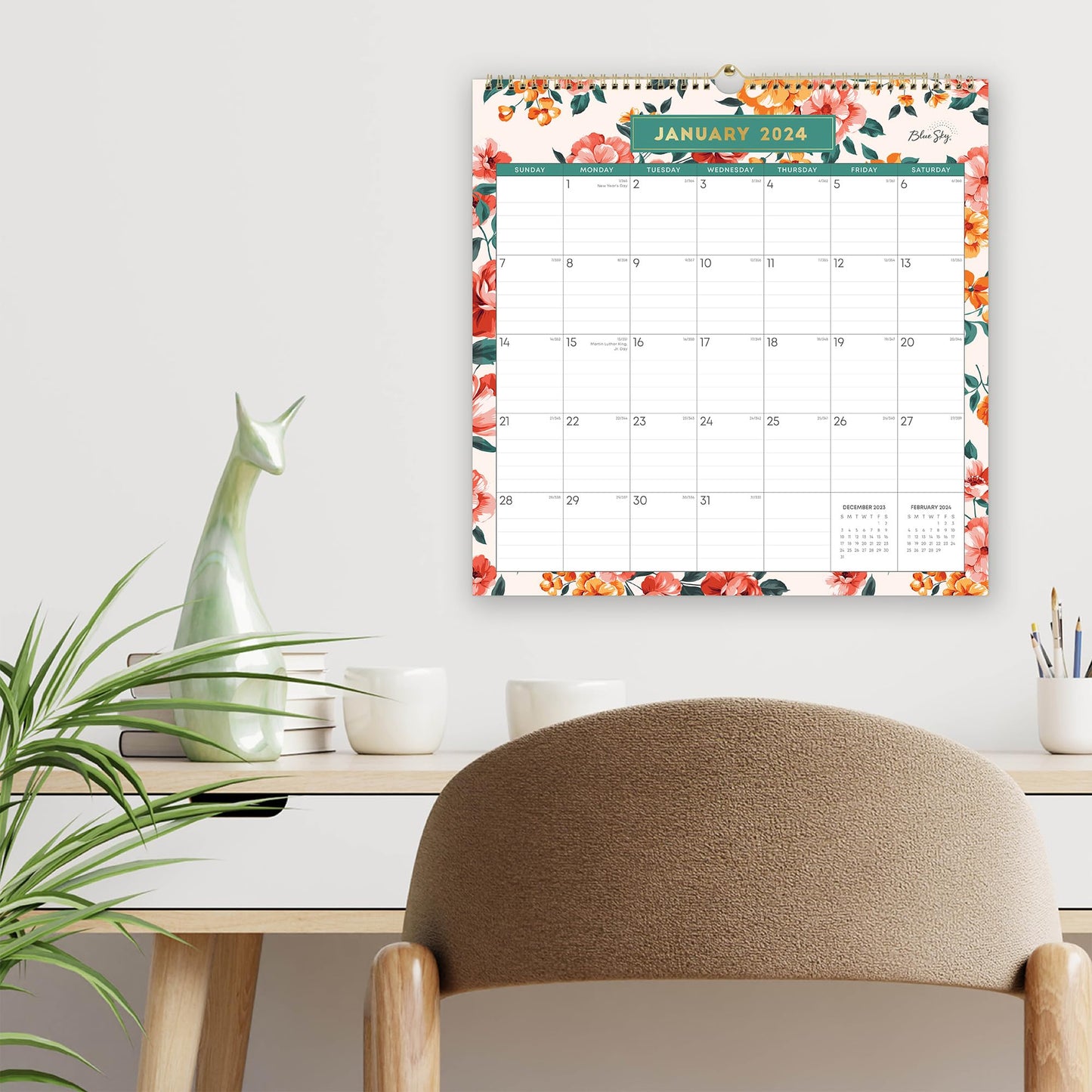 2024 Blue Sky� Monthly Wall Calendar, 12" x 12", Jessica, January To December