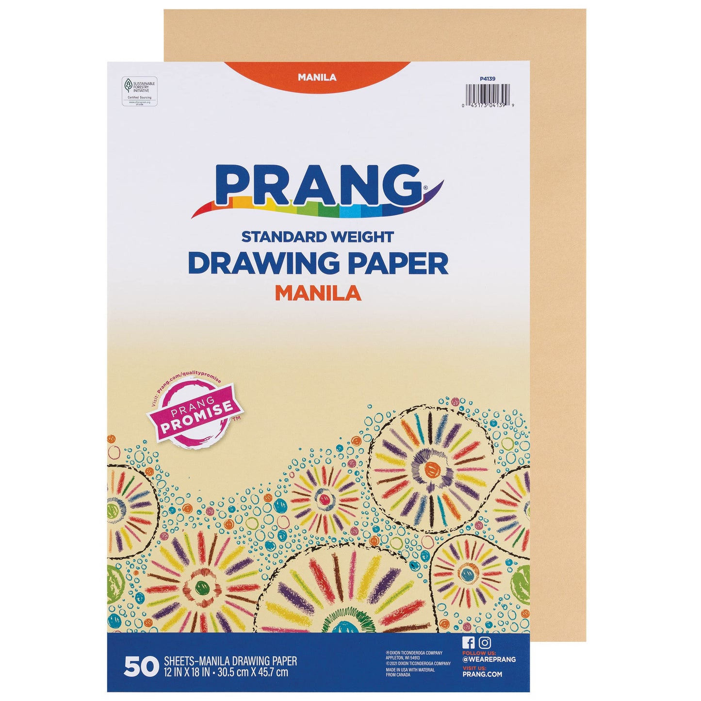 Prang (Formerly Art Street) Drawing Paper, Manila, Standard Weight, 12" x 18", 50 Sheets