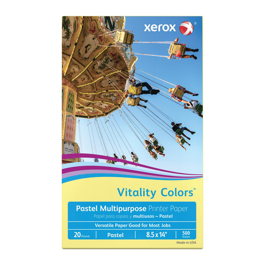 Xerox® Vitality Colors™ Multi-Use Printer & Copy Paper, 1 Ream, Yellow, Legal (8.5" x 14"), 500 Sheets Per Ream, 20 Lb, 30% Recycled