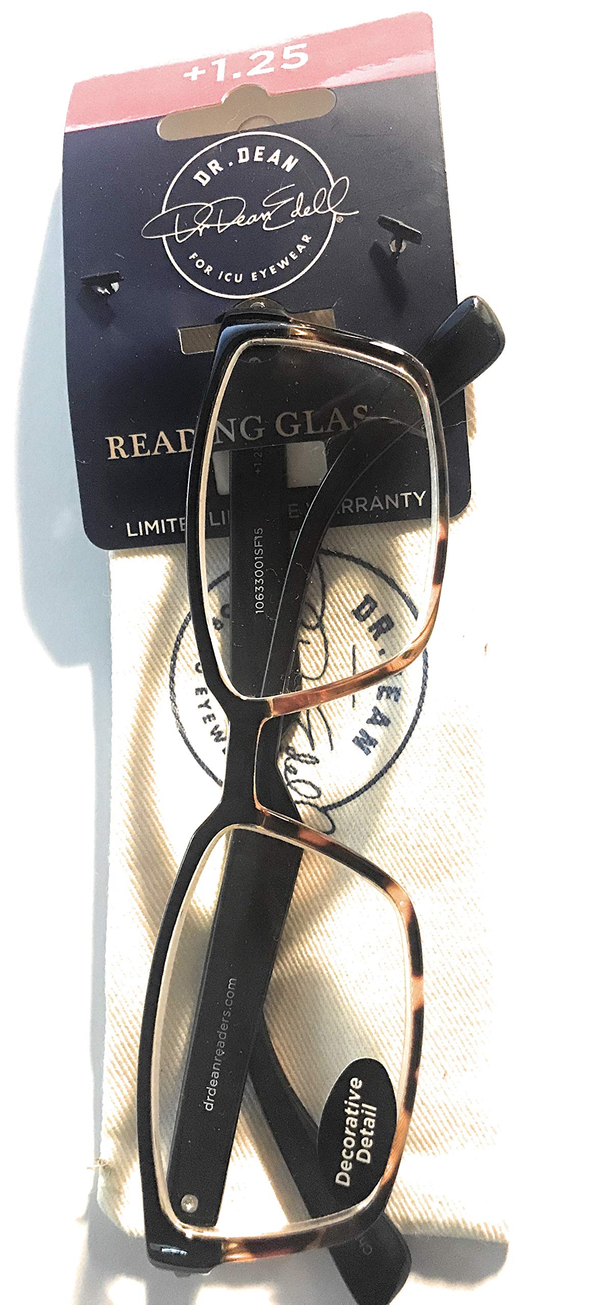 Dr Dean Edell by ICU Eyewear Brown Men's Plastic Reading Glasses with/Case (+1.25)