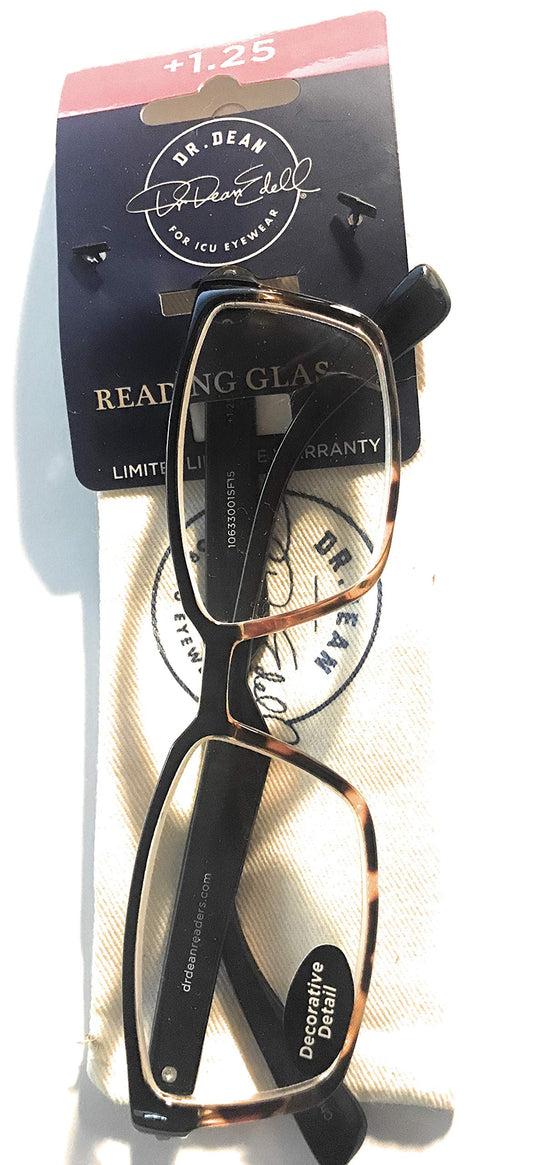 Dr Dean Edell by ICU Eyewear Brown Men's Plastic Reading Glasses with/Case (+1.25)